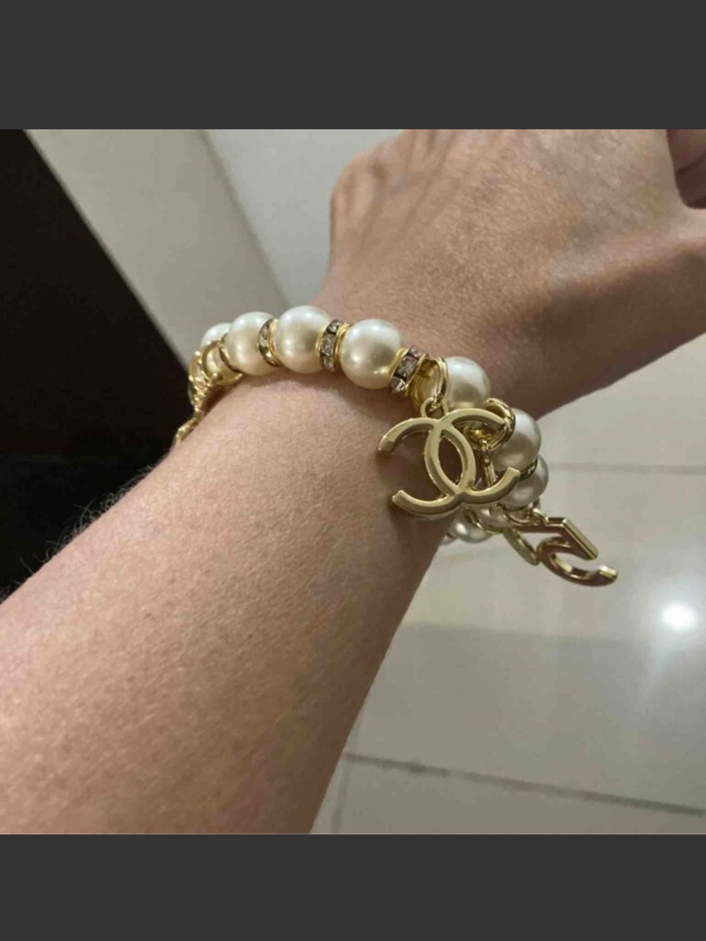 CHANEL Gold-Tone and White Pearl Charm Bracelet - Picture 3 of 7